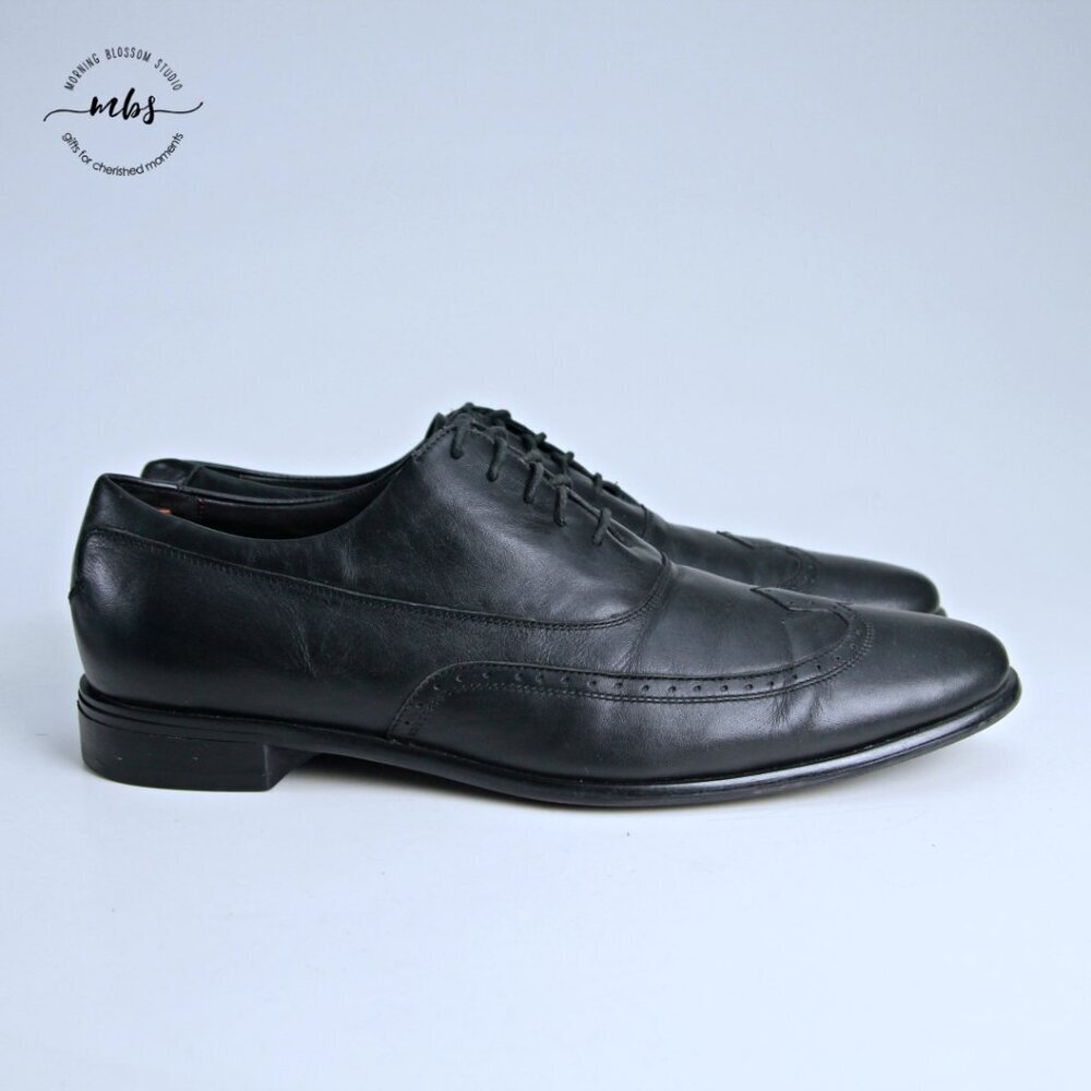 Auri Diabic Leather Wingtip Lace‎ Up Oxfords Black Men EU 46 US 12.5-13